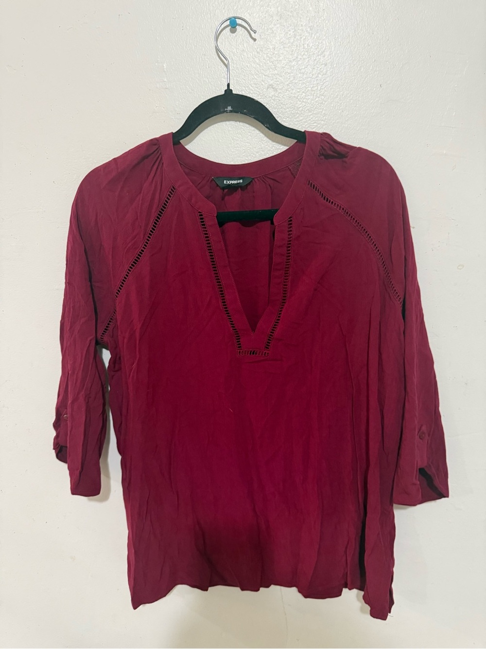 Express Women's Wine Red Split-Neck Tunic